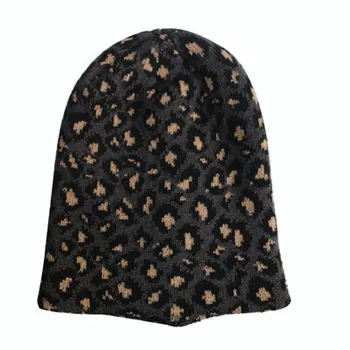 Daamid talv leopard müts mood naiste villane soe kootud mütsid loomade prindi beanies ühise põllumajanduspoliitika gorros mujer invierno paksenema kapott