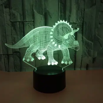 Dinosaurus 3d Vision Lamp Led Remote Touch lüliti 7 värvi muuta Creative Desktop 3d Öö Tabel Lambid elutuba