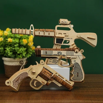 DIY Puidust Gun 3D Mudel Buliding Komplekt Mänguasjade Kokkupanek Relva Mudeli Mängud Puidust Puzzle Juhatuse Relva Mudel, Haridus Mänguasjad Lastele Kingitusi