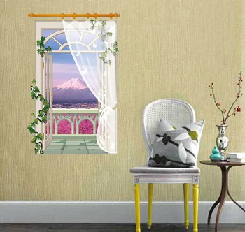 Eemaldatav 3D seina kleebis aknas Lavendel loominguline kleebis magamistuba, elutuba seinamaaling PVC veekindel teenetemärgi kleebis