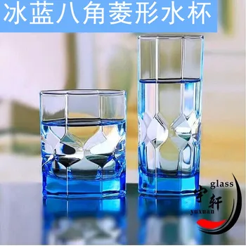 Enimmüüdud klaas Euroopa sinine kaheksanurkne diamond vee tassi kuumakindel tee tassi 300ml paksenenud viskit juua tass