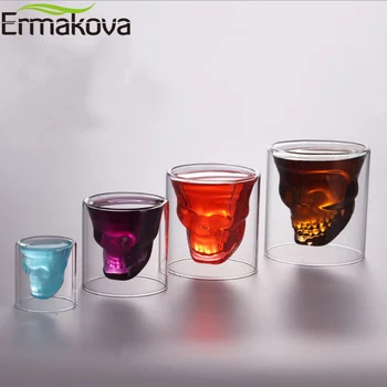 ERMAKOVA 4-Tükki Klaasi Kolju Shot Cup Viski Klaas Tass Kolju Kruus Vein Viski Viin Baar Klubi Õlle Poole Hotell Pulm Klaas