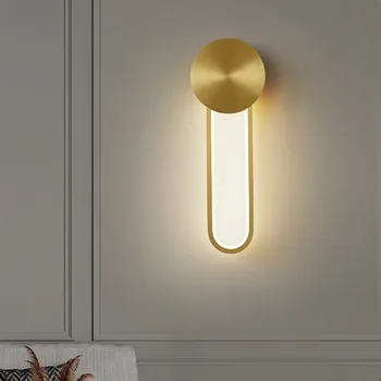 Euroopa stiilis lihtne puhas vask ovaalne LED loominguline lihtne high-end kuldne valgus luksus magamistoas voodi kõrval seina lamp LX111207