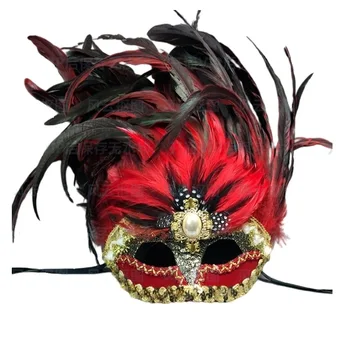 Feather Mask Veneetsia Suur Feather Mask Valge Õudus Etapp Mask