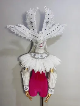 Full face mask headdress Sulg cape Seksikas naiste näita kostüüm Naistele gogo laulja ja tantsija etapi täitmise kanda