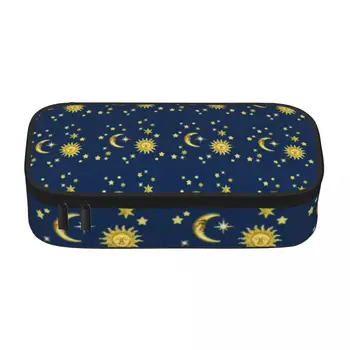 Gold Star Prindi Penaali Retro Sun Moon Kirjatarvete Tüdrukud Poiste Lukuga Pencil Box Fashion Suur Pen Kott