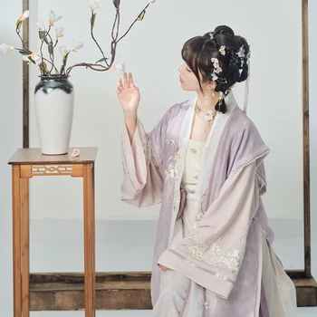 Hanfu Riided Hiina Festival Mid-Autumn Klassikalised Kostüümid Song Dynasty Naine Elegantne Lilla Kleit Tikitud Hanfu DQL7546
