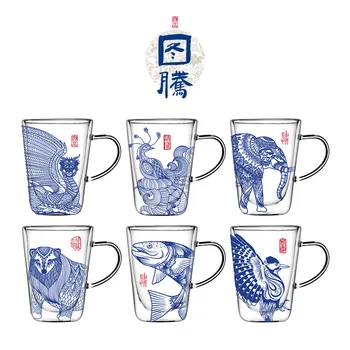 Hiina Stiilis Loominguline Retro Klaas Tass Kruusid Kahekordse Isolatsiooniga Klaasist Käepidemed Tee Vesi Piim Kohv Klaas