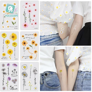 Hot müüa 2020 Väike Daisy Ajutine Tätoveering Värske Kollane lill Päevalille-Seeria tüdruk käe võltsitud Vee Üleandmise Tattoo