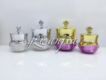 hulgi-100tk 15 pearl valge lilla ja kuld kallis Crowne mini Koor pudel, Akrüül-ja kosmeetikatooted 15g jar müügiks