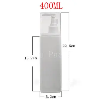 Hulgi-400ml Ruut Valge Plastikust Lotion Pudel,400cc Šampoon/dušigeel Pudel Pakendi Konteiner
