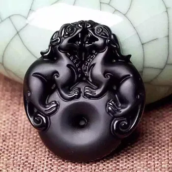 Hulgi-Obsidian loomulik nikerdamist topelt warrior õnnelik Pärlitega Kaelakee