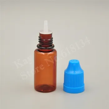 Hulgimüük Free shipping Tühi Pudel Amber PET 10ML Plastikust Tilguti Pudelid Kruvi Metallist Nõel Kork