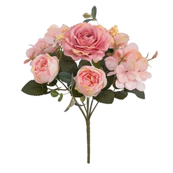 Hydrangea pojeng kimp Ilus Hydrangea Roosid tehislilled Kodu Pulmad Decor Kimp Mousse Pojeng Võltsitud Lill