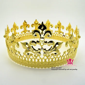 Imperial Keskaja kuldkroonid Meeste Naine cosplay Mudel Kuva Juuksed Ehted Gold Metal King, Queen Hairwear Vintage Mo076