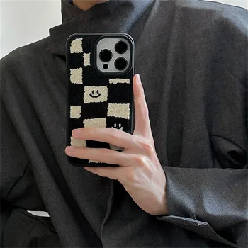 Jaapan korea Malelaua Smiley Rätik Tikandid, Plüüš-Soft Case For IPhone 12 11 14 Pro Max 11 12 13 14plus Kaitsev Kate
