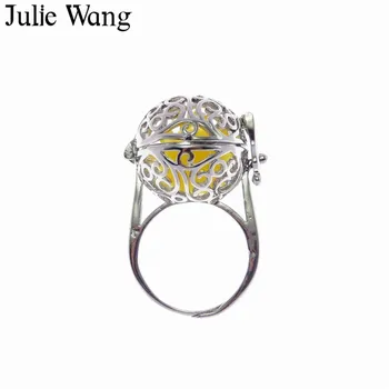 Julie Wang 17mm 1TK Vask, seest Õõnes Mustrid eeterliku Õli Hajuti Parfüümi Medaljon Aroomiteraapia Ringi Mood Naiste Poole Ehted