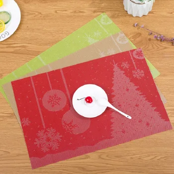 Kaasaegsed Jõulud Elu 4 tükki Set Köök linikud Puuvill PVC Tabel Salvrätiku Lumehelves Muster Dekoratiivsed Placemats