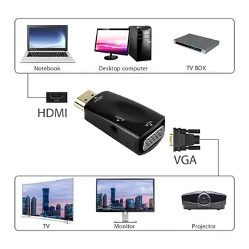 Kaasaskantav Adapter HD 1080P VGA Konverterit koos Audio Kaabel PC, Sülearvuti, Tablett HDTV PS4 ,Projektor ,TV Box ,Ekraan