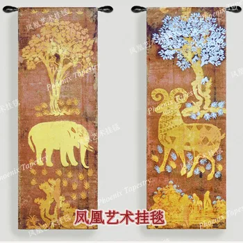 Kagu-Aasia stiilis vaip, kuldne elevant ja lambad kangast pehme Tapiz Tapisserie kodutekstiili H280