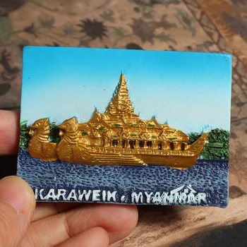 Karaweik Hall Myanmar Birma Turismi Reisi Suveniiride Kingitus 3D Vaik Külmik Külmiku Magnet Kleebis Home Decor