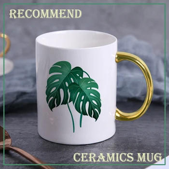 Keraamilised Peace cup loominguline kruus Troopiliste lehtede muster kohvi kruus kodus joomist tassi piima, mahla hommikusöök cup KTZW-026
