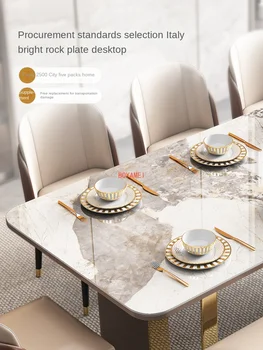 kerge rock söögilaud ja tool koostisega 2m kaasaegne lihtne, suur söögilaud 8 inimest 10 marmor kandiline söögilaud