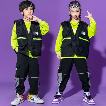 Kid Kpop Hip-Hop Riided Varrukateta Jope Dressipluus Top Streetwear Taktikaline Cargo Püksid Tüdrukutele Poiste Tantsu Kostüüm Riided