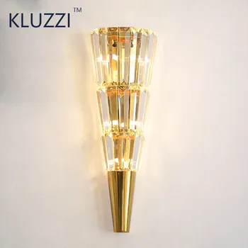 KLUZZI Luxury Crystal LED Seina Lamp Kaasaegne Minimalistlik Magamistuba Öö Lambi elutuba Hotel Trepid rauast Seina Sconce