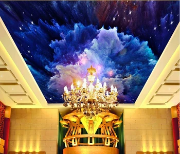 Kohandatud taustpildi 3D,akvarell sky murals jaoks söögituba, magamistuba Hotel KTV lae taust veekindel reljeefse tapeedi