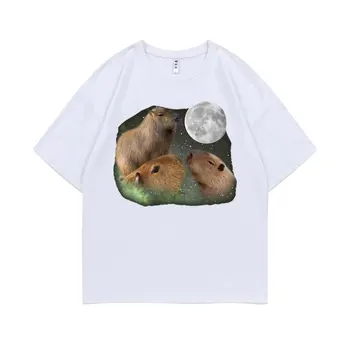 Kolme Kuu Capybaras Oluline T-särgi Suvel Meeste Crewneck Tshirt Tops Meeste ja Naiste Vabaaja Lahti lõbusad T-Särgid Retro Streetwear