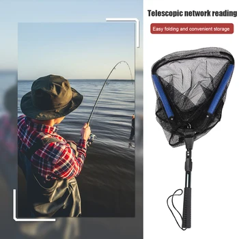 Kolmnurk Ujuvad Fishing Net Teleskoop Ülestõstetav Süsta Fishing Net Alumiiniumist Masti Käepide Kerge Forell Säga Bass