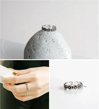 Korea Stiilis Lõuna-Korea S925 Sterling Silver Retro Lihtne Väike Chrysanthemum Daisy Sterling Silver Avatud Ring Ring