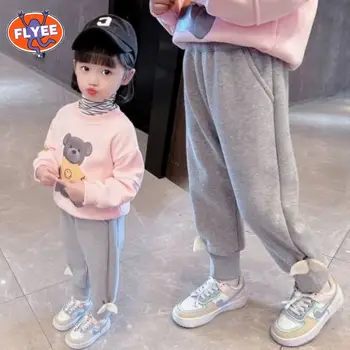 Korea Stiilis Tüdrukud Poiste Püksid Tiiva Kawaii haaremi Hallid Vabaaja Püksid Kevadel Sügisel Kaua Sweatpants Poiss Lahtised Püksid Kids Talvel