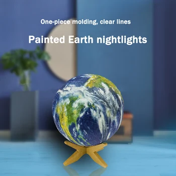 Kuule Tüdruk Lapsed Kingitus Loominguline Tabel Lamp LED Värvitud Maa 3D Öö Valguses Moon Palli Teenetemärgi Kodus Maa Tuled