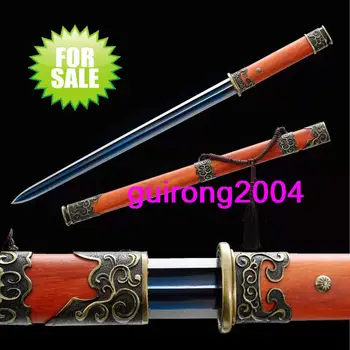 Käsitöö Sinine Mangaani Terasest Tera Hiina Kung Fu Mõõk Terav Wushu Jian Rosewood Käepide Mantel Full Tang
