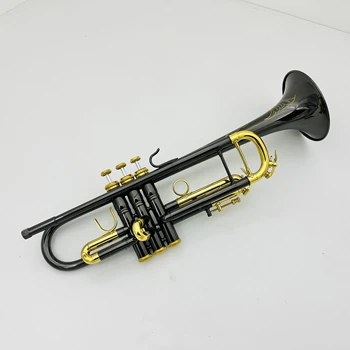 Kõrge Kvaliteediga Bb Trumpet Tune Must Nicked Pinnatud Professionaalne Messing Woodwind, Mille Puhul Huulik Tarvikud, Tasuta Shipping