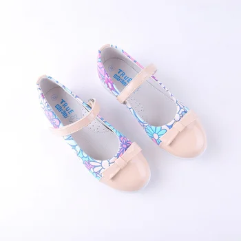 Kõrge kvaliteediga Eiropean ekspordi 2023 printsess tüdrukud pumbad korterid Nahast Sisetald sees jalanõud sandaalid lill prindi