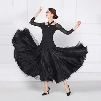 Kõrge Kvaliteediga Must Uus Tantsusaal tantsu konkurentsi standardi kleit kleidid kaasaegse tantsu kostüüm naistele tantsusaal valss kleit