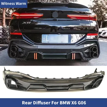 L Stiilis Carbon Fiber Tagumine Difuusor Kaitseraua Lip Spoiler, Saba torud, BMW X6 G06 2019-UP