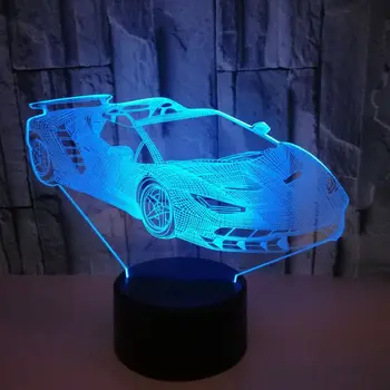 Lahe superauto neid 3D LED Lamp USB Moe Grand Touring-autode Öine Valgus Poisid, Lapsed Kingitusi Koju Magamistuba Laua Kõrval Magab Decor