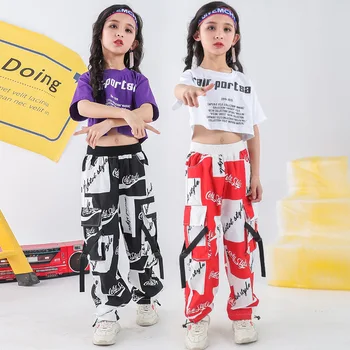 Lapsed, Hip-Hop Tantsu Kostüümid Tüdrukud Poisid Tantsusaal Jazz Tantsu Kostüümid Street Etapp Kandma Särk, Püksid Varustus Lapse Dancewear