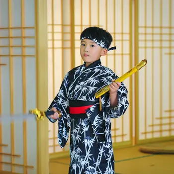 Laste Kõrge Kvaliteedi Traditsiooniline Kimono Hommikumantel Jaapani Stiilis Hommikumantel Short Gown Kleit Poisid Samurai Cosplay Lava Tulemuslikkuse Riided