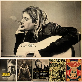 Laulja Kurt Cobain ja Plakatid Rock And Roll Music Retro Jõupaber Kleebis DIY Vintage Tuba, Baar, Kohvik Decor Kingitus Kunst Seina Maalid