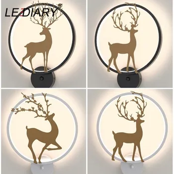 LEDIARY Golden Deer Ringil Seina Lamp 18W 220V Kaasaegne elutoa Kaunistamiseks Sconce Koridori Tuled Magamistoa voodi kõrval Lamp 4000 K