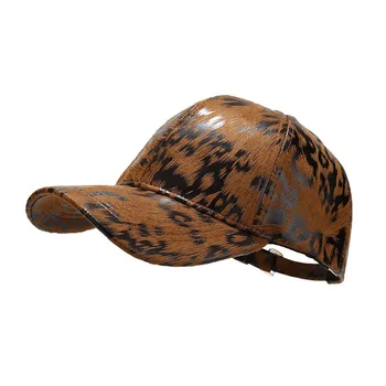 Leopard Printida moe Nahast Baseball Cap Sügis-Talv Väljas Hip-Hop ühise Põllumajanduspoliitika Mütsid Mehed Naised Tahke Seevastu Saavutas Kork