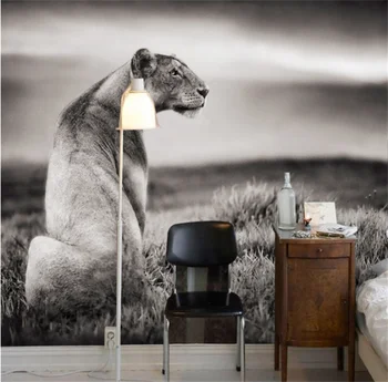 Leopard, tiiger, lõvi lihtne, kaasaegne seina, mis hõlmab isiksuse kunsti tapeet seinamaaling elutoas diivan ja TV taust seina-paber