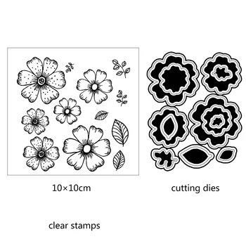 Lilled Disain Lõikamine Sureb ja Selge Stamp Set DIY Scrapbooking fotoalbumi Decoretive Reljeef Stencial