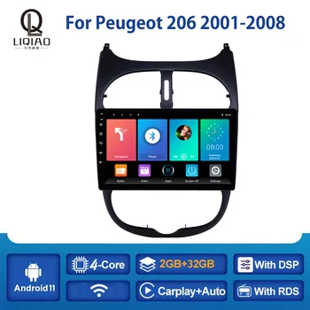 LIQIAO Auto Raadio Peugeot 206 2001-2008 Carplay Multimidia Video Mängija, Navigatsiooni GPS Auto OBD-tahavaate Kaamera, Bluetooth, BT