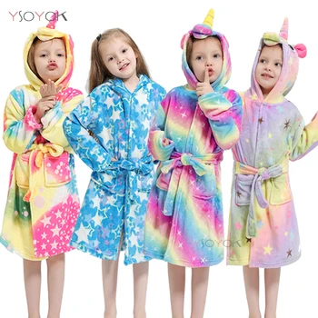 Loomade Poistele Tüdrukute Pidžaama Nightgowns Lapsed Sleepwear Kigurumi Laste Hommikumantlid Lapsed Rainbow Unicorn Kapuutsiga Vanni Kimono Hommikumantel